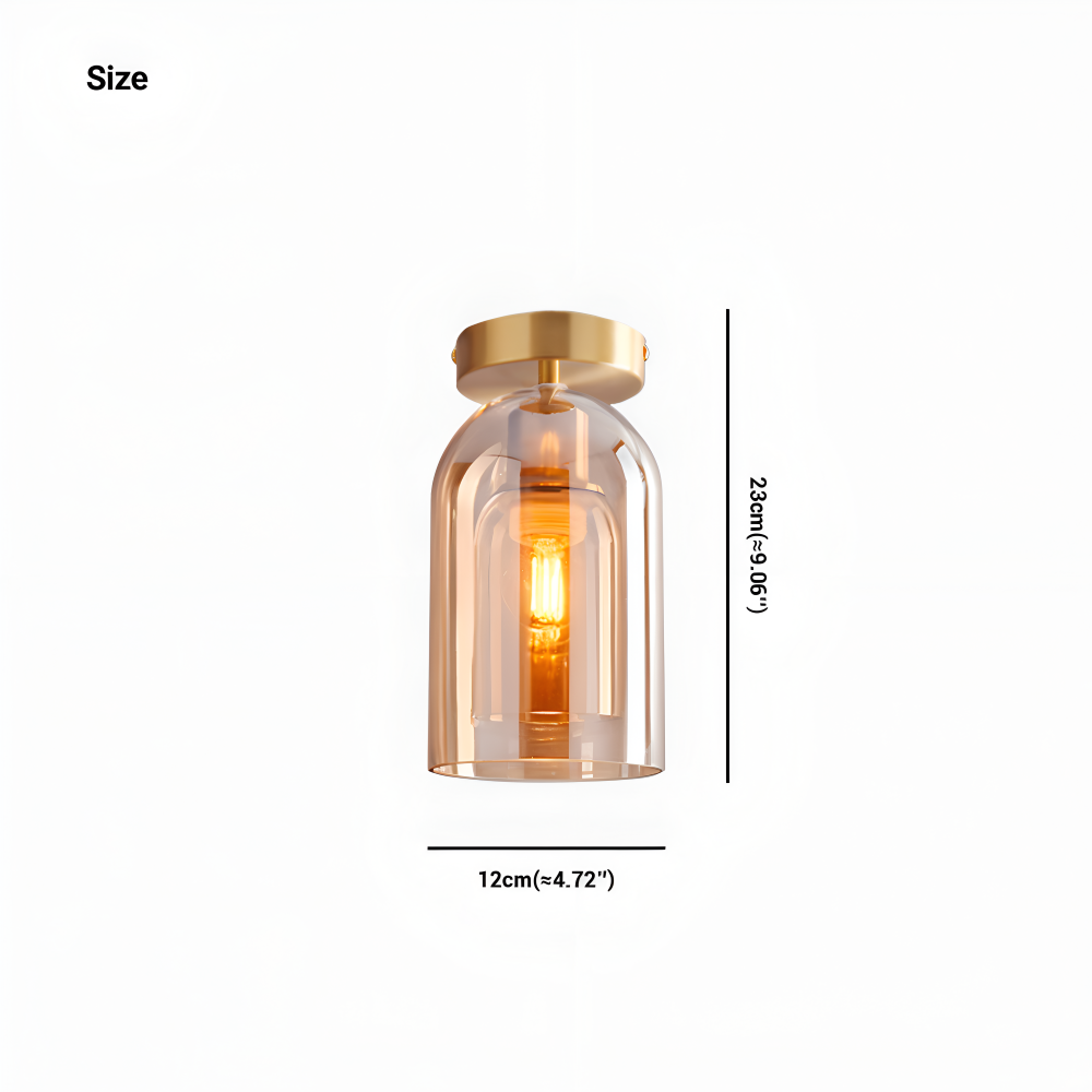 Moderne glasloftlampe i sort og guld