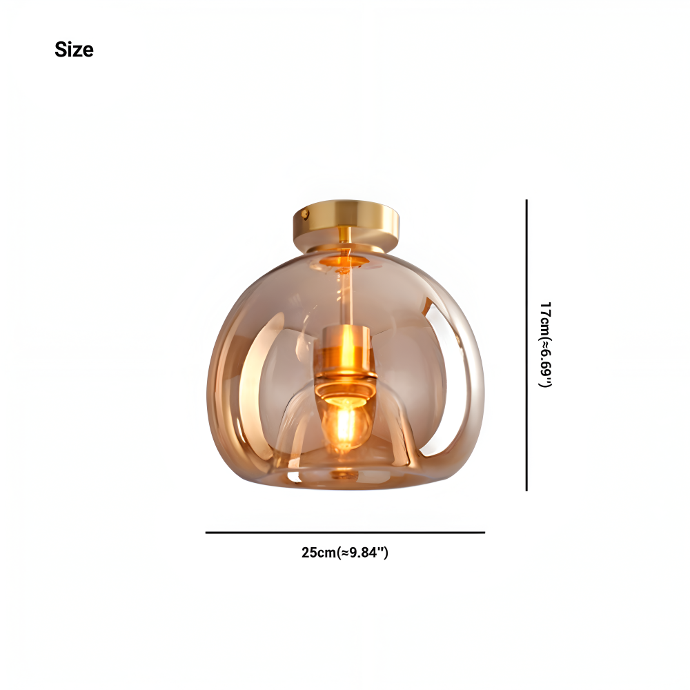 Moderne glasloftlampe i sort og guld