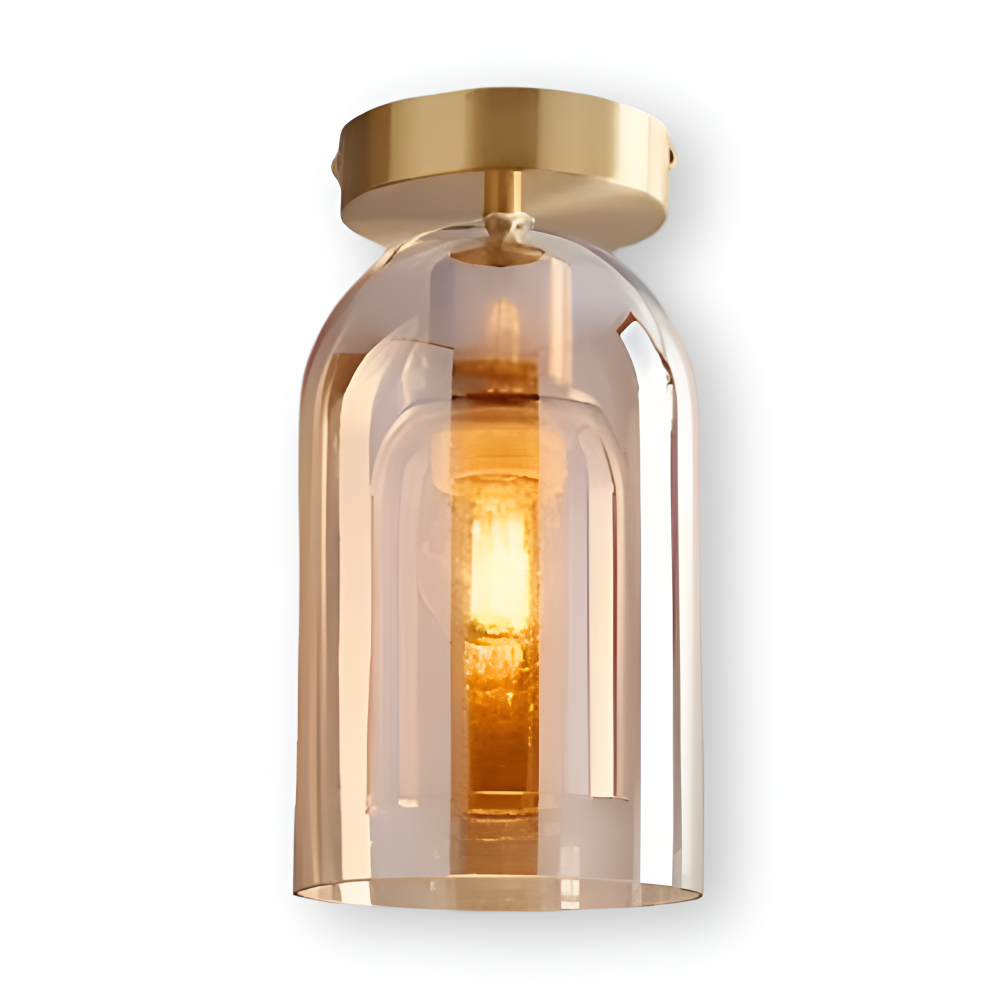 Moderne glasloftlampe i sort og guld