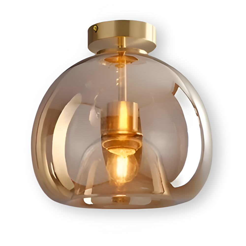 Moderne glasloftlampe i sort og guld