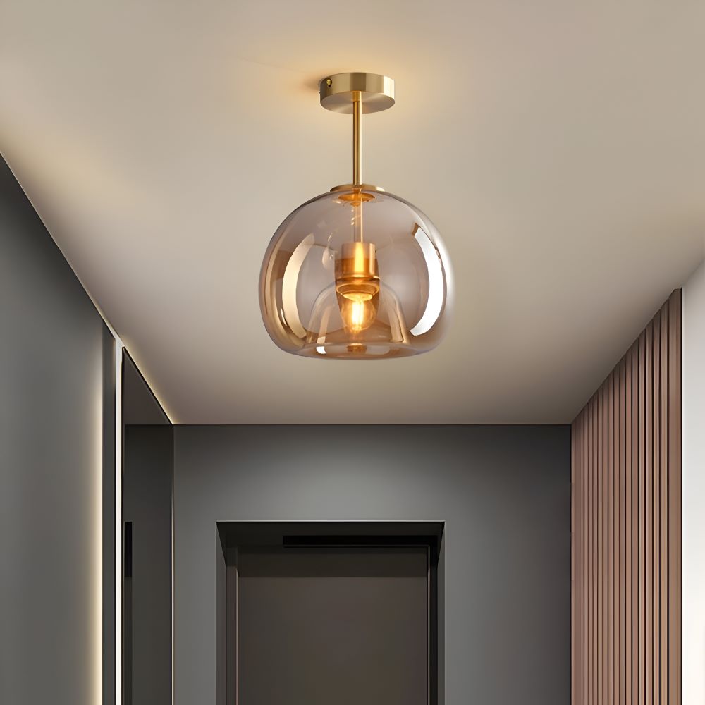Moderne glasloftlampe i sort og guld