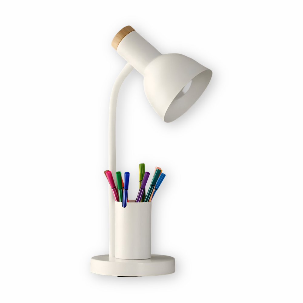 Penluxa – Modern Nordisk Bordslampa med Pennhållare och LED-belysning