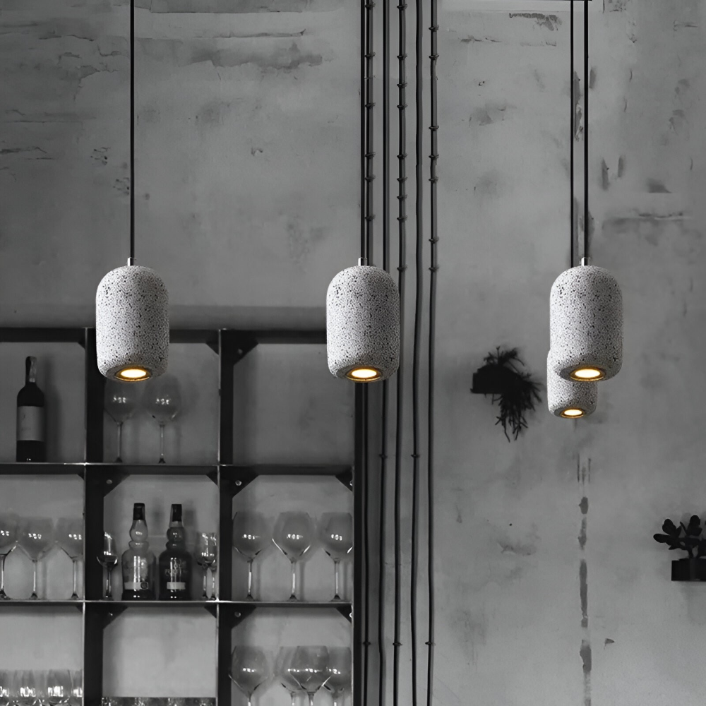 Cemora Pendel – Industriel Loftlampe i Cement og Glas