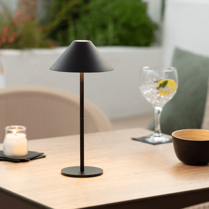 Trådløs sort bordlampe – genopladelig med touch dæmpning