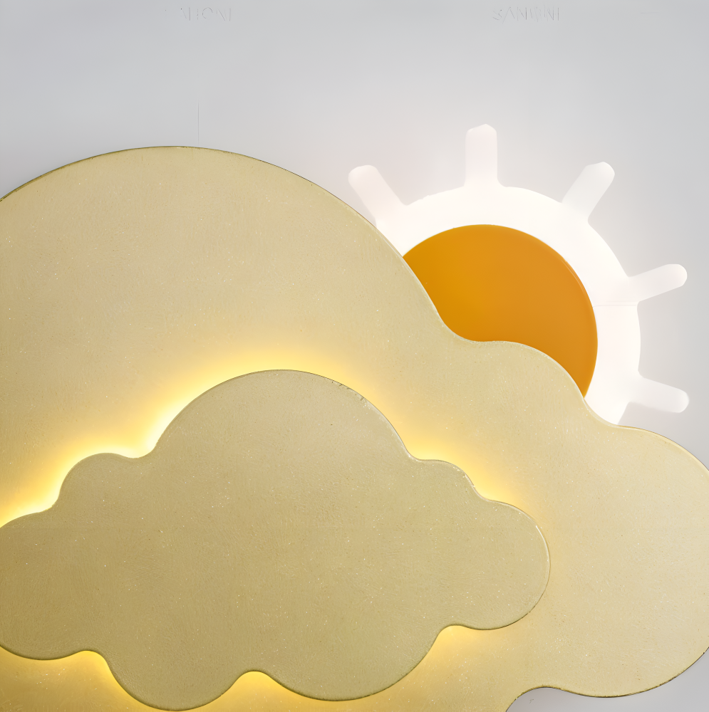 Væglampe til børneværelse med sky og sol – LED natlampe