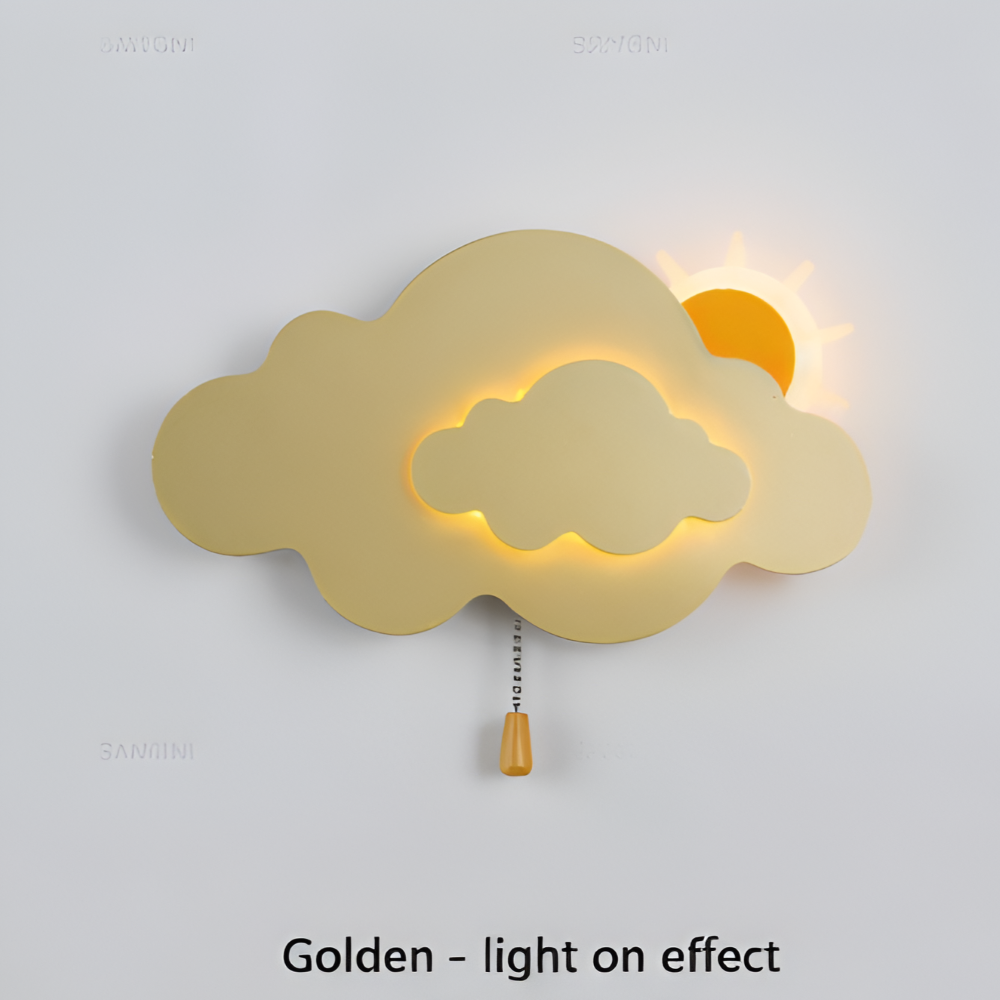 Væglampe til børneværelse med sky og sol – LED natlampe