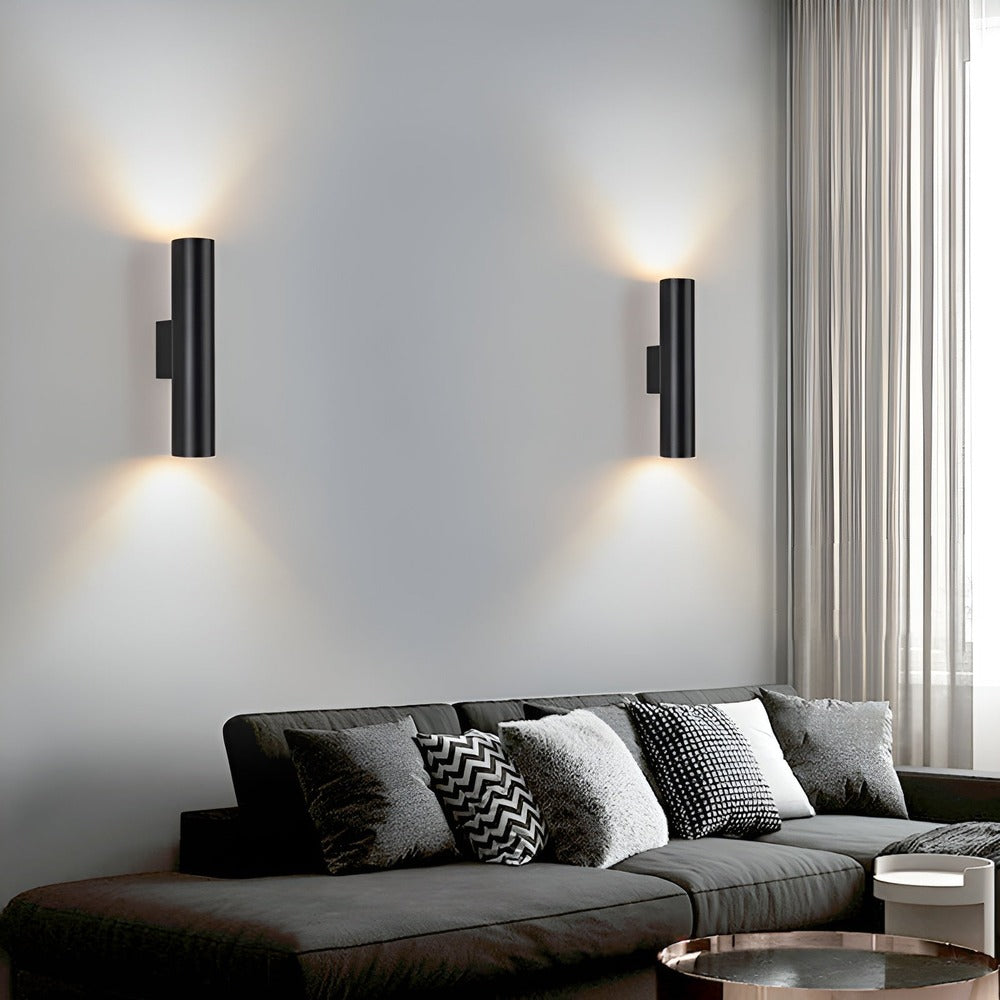 Væglampe med dobbelt lysretning – moderne cylinder lampe i aluminium