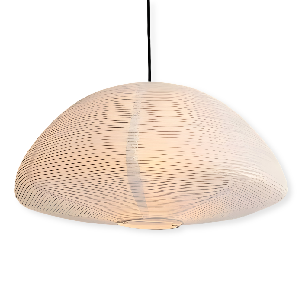 Moderne pendel lampe i metal og rispapir til spisebord