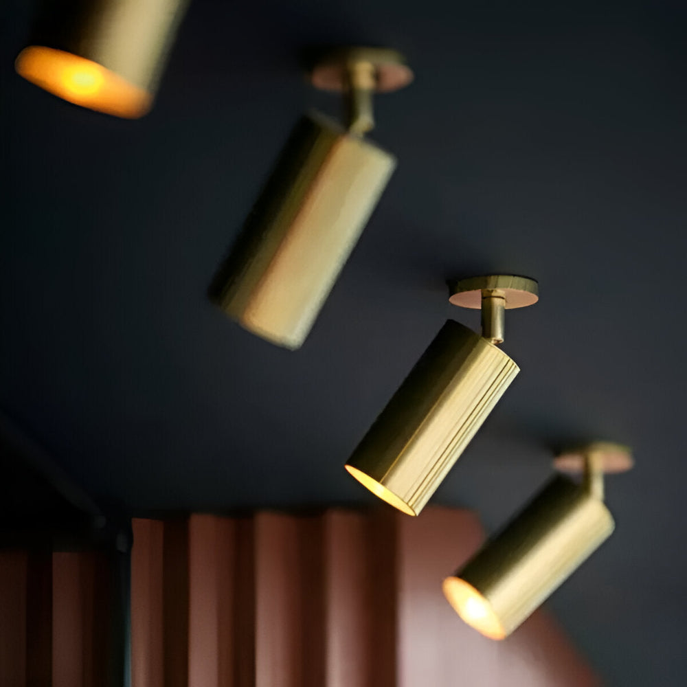 Messing loftlampe med justerbare LED spotlights