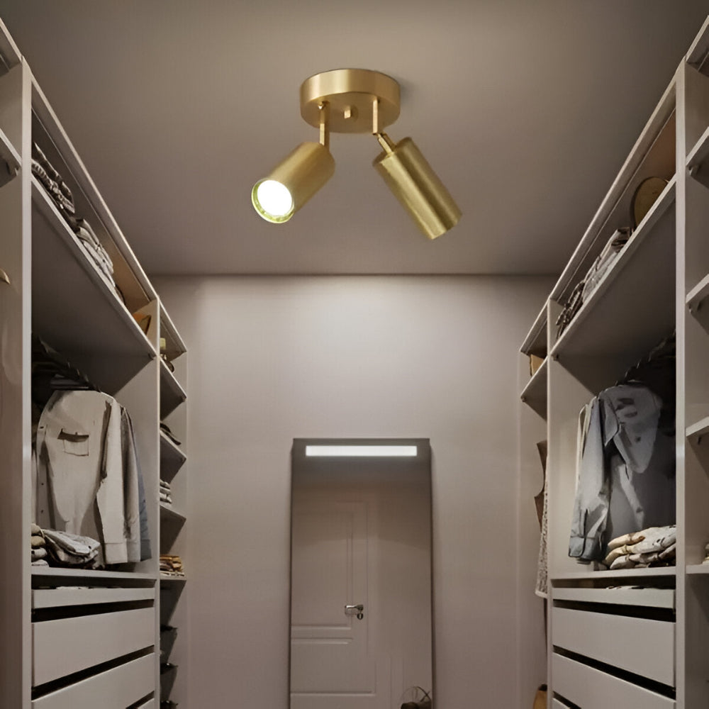 Messing loftlampe med justerbare LED spotlights