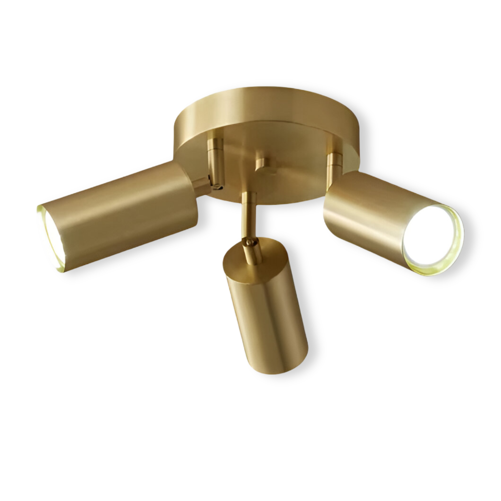Messing loftlampe med justerbare LED spotlights