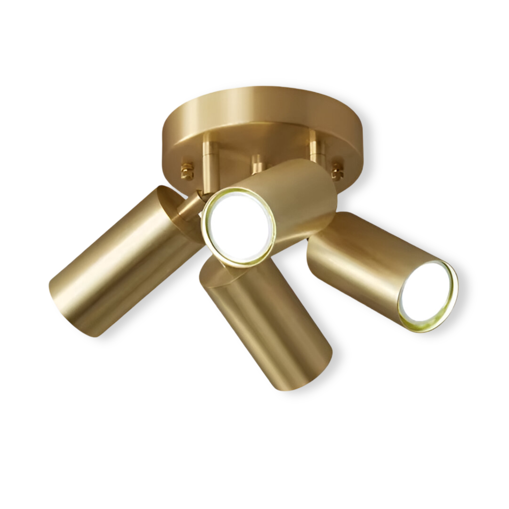 Messing loftlampe med justerbare LED spotlights