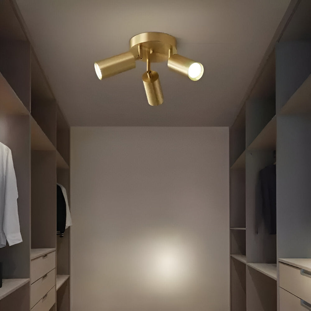 Messing loftlampe med justerbare LED spotlights