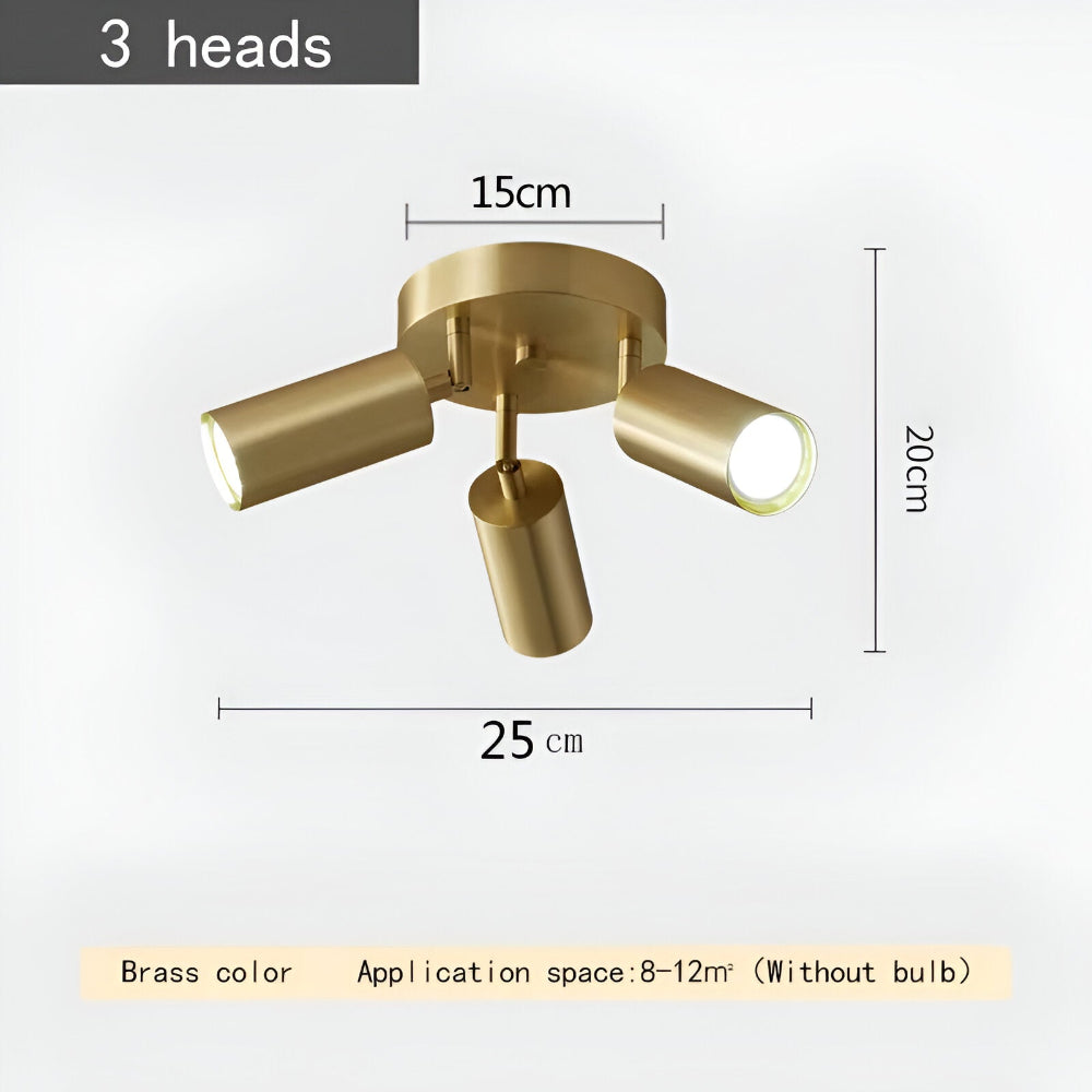Messing loftlampe med justerbare LED spotlights