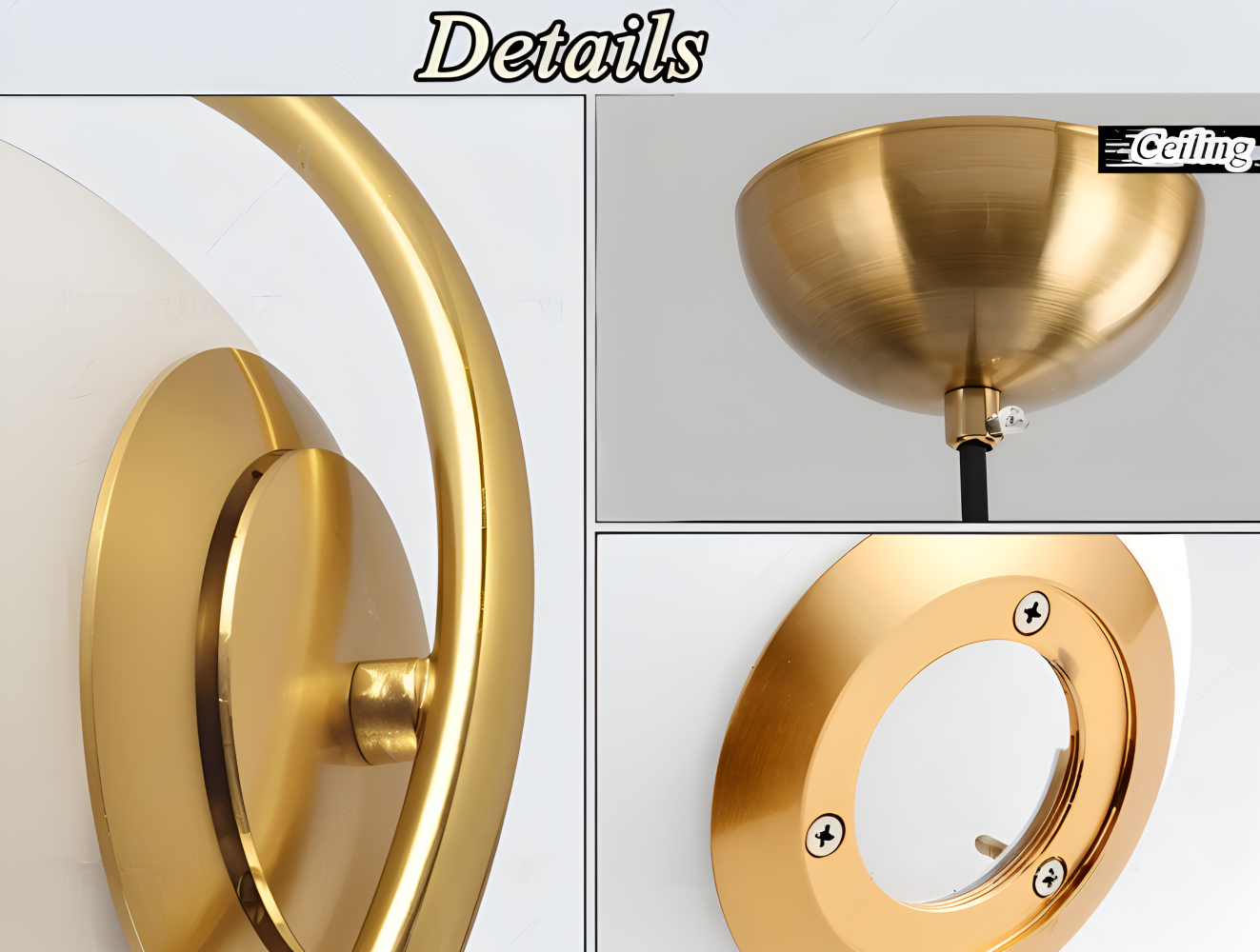 Moderne guld pendel lampe med glaskugle og ellipse design
