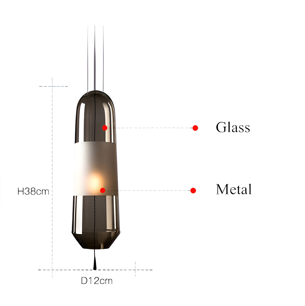 Vintage glas pendel lampe med åben design til spisebord