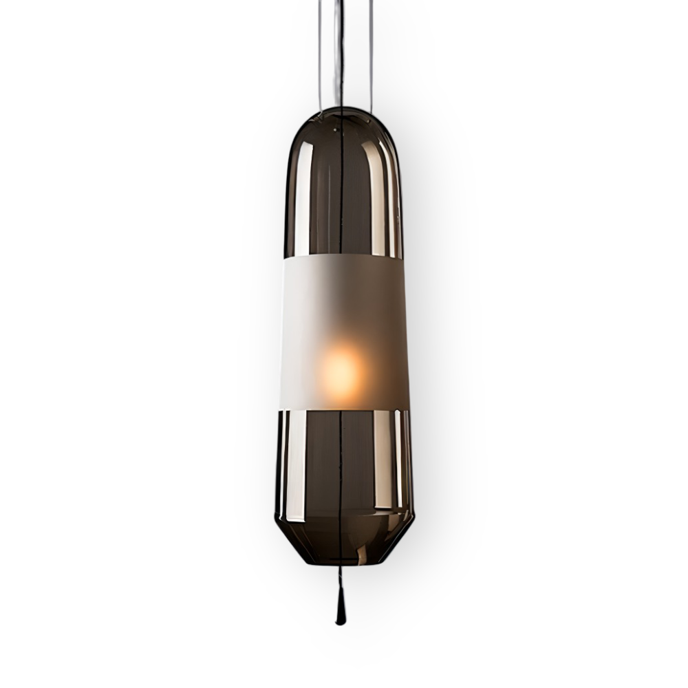 Vintage glas pendel lampe med åben design til spisebord