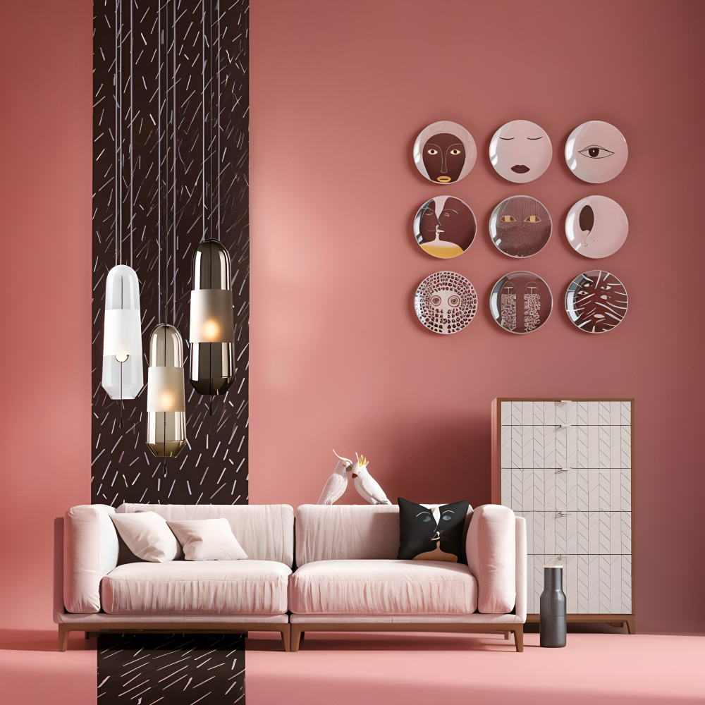 Vintage glas pendel lampe med åben design til spisebord