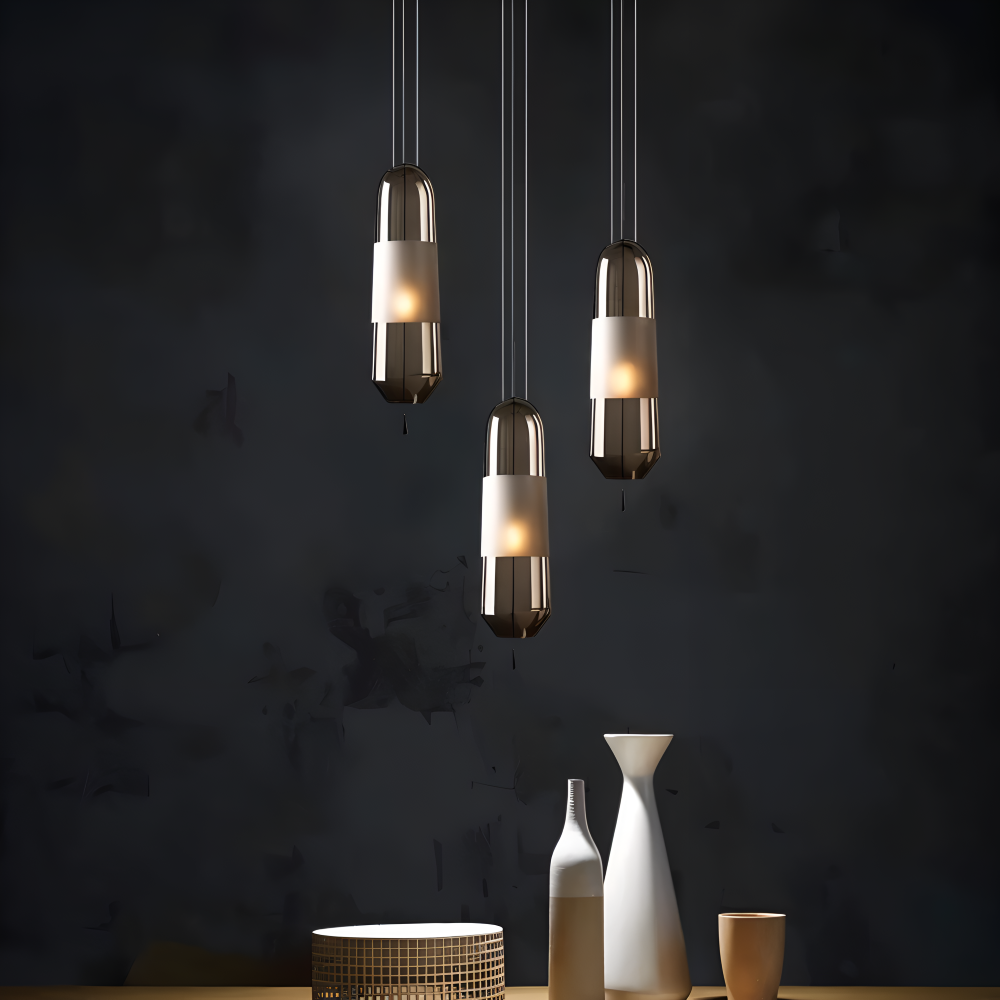 Vintage glas pendel lampe med åben design til spisebord
