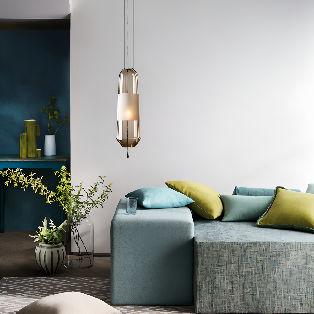 Vintage glas pendel lampe med åben design til spisebord