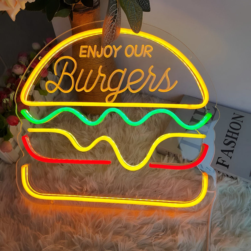 Neonskilt LED fastfood – farverigt skilt til bar og restaurant