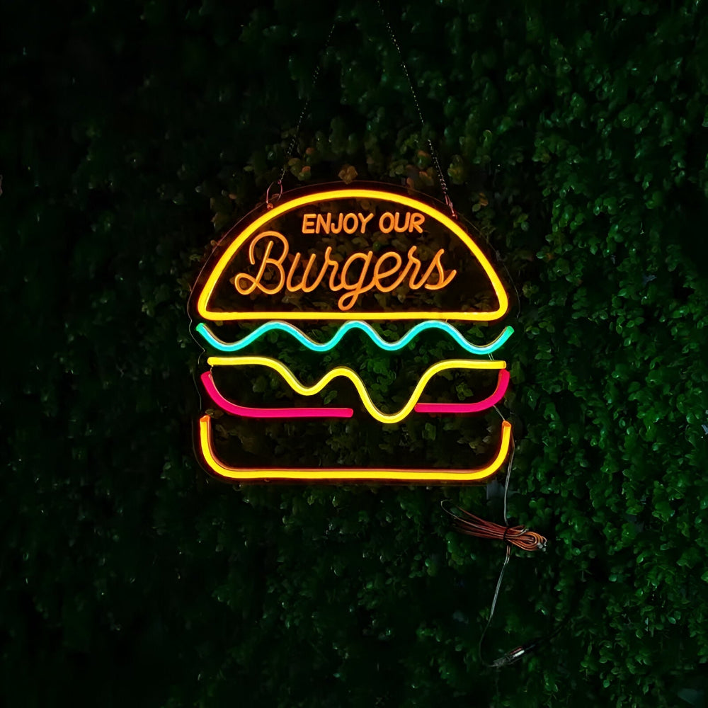 Neonskilt LED fastfood – farverigt skilt til bar og restaurant