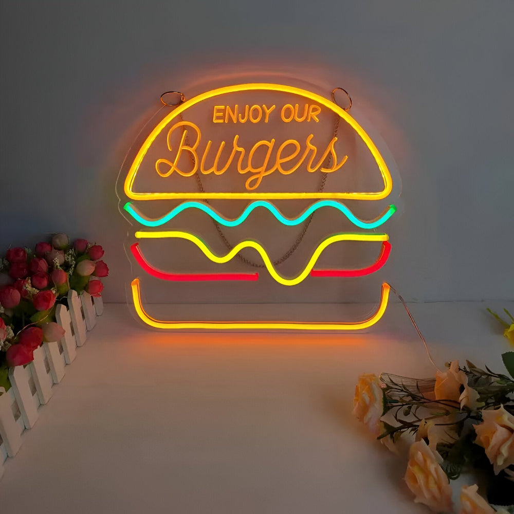 Neonskilt LED fastfood – farverigt skilt til bar og restaurant