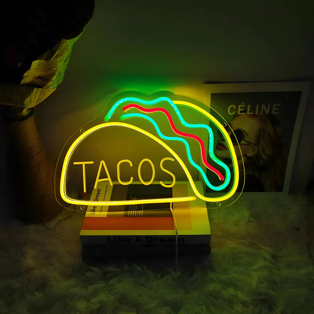 Neonskilt LED fastfood – farverigt skilt til bar og restaurant