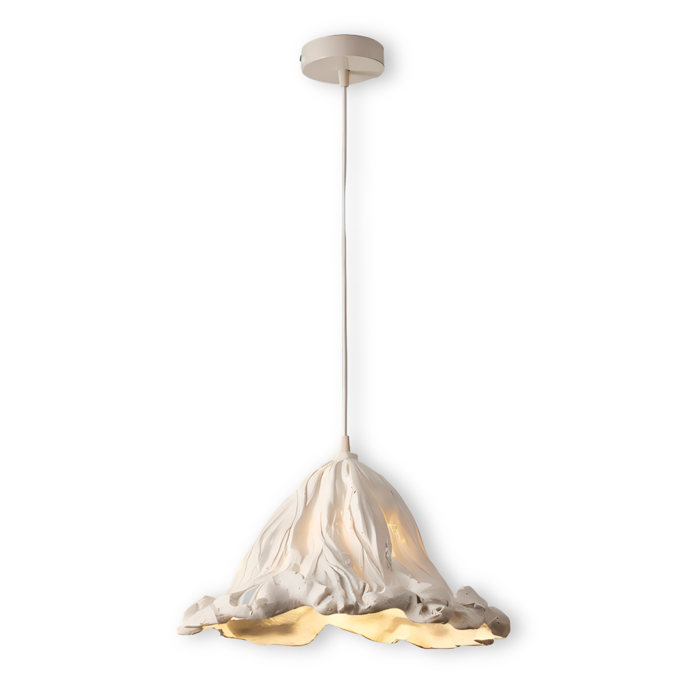 Vulkan pendellampe i resin og metal – kunstnerisk loftlampe med varmt lys