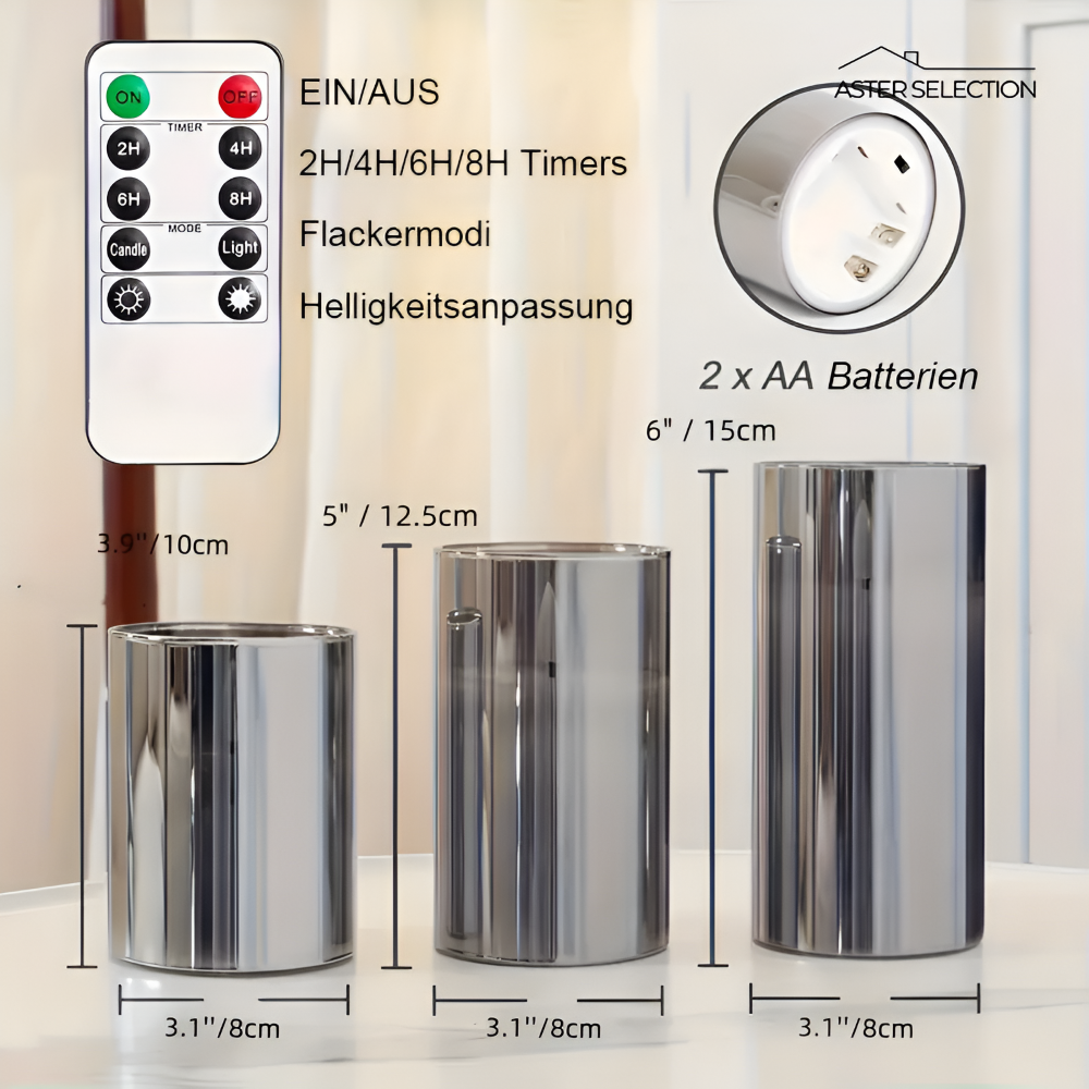 LED stearinlys med 3D design – flammesikre lys med fjernbetjening