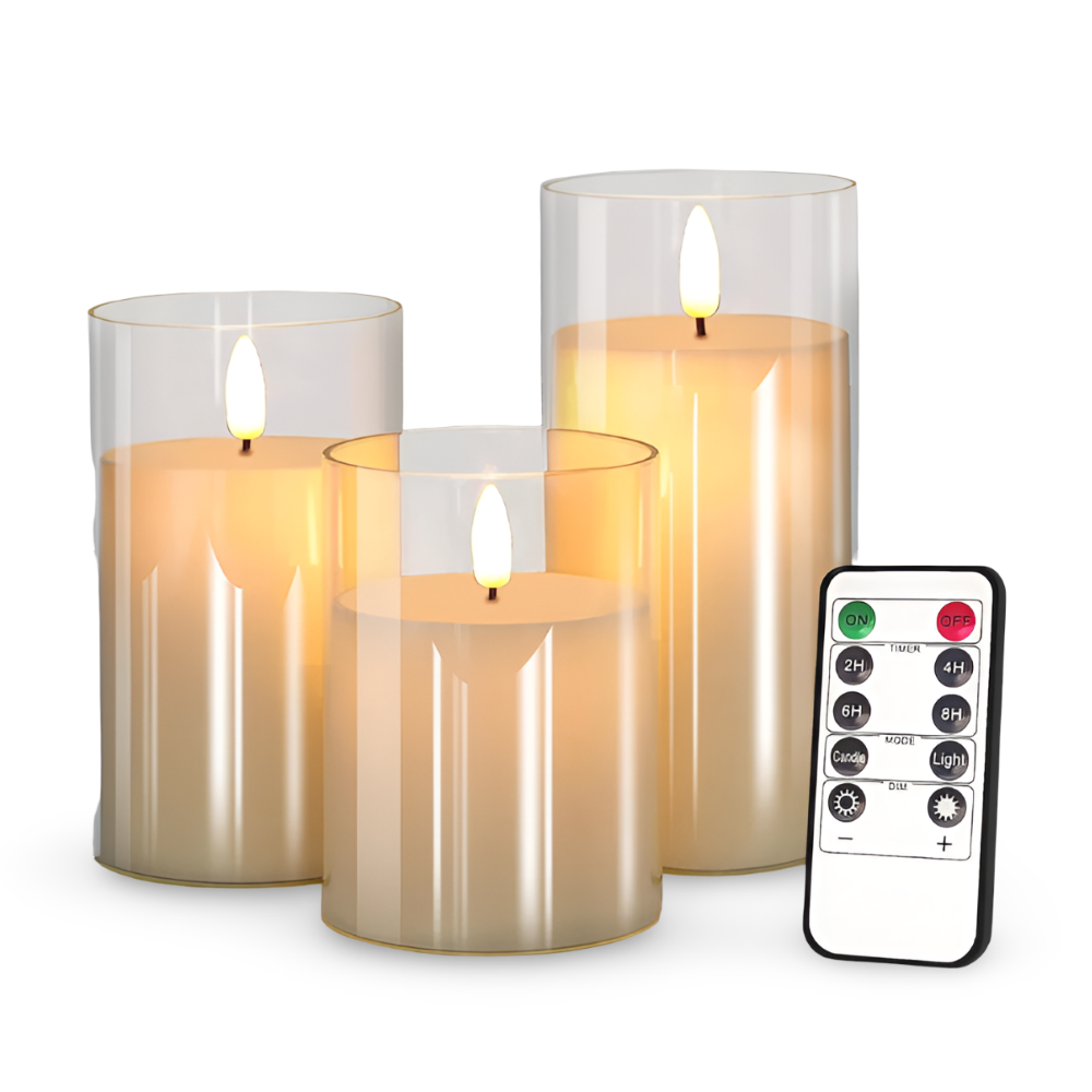 LED stearinlys med 3D design – flammesikre lys med fjernbetjening