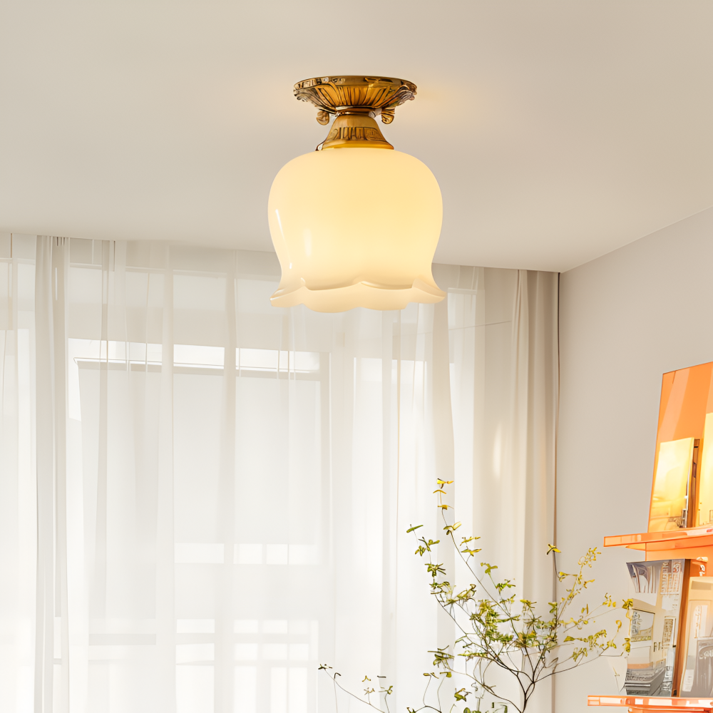Blomsterformet vintage loftlampe med E27-fatning