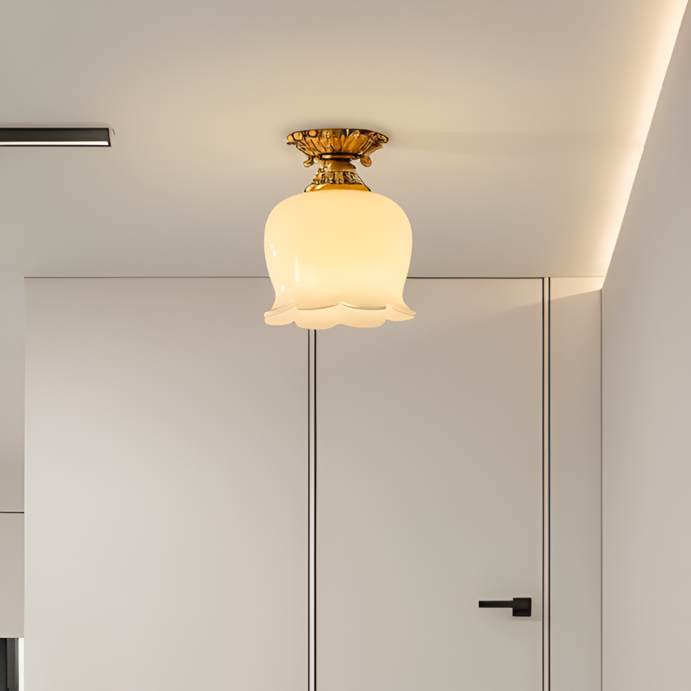Blomsterformet vintage loftlampe med E27-fatning