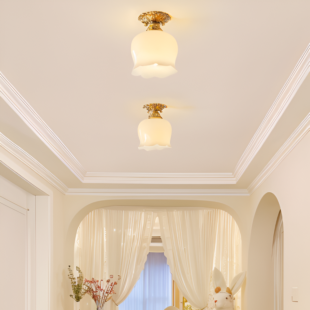 Blomsterformet vintage loftlampe med E27-fatning