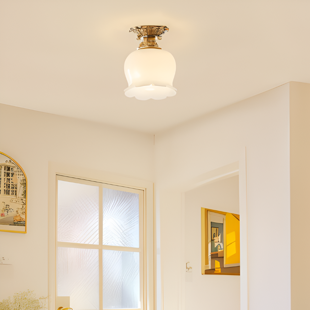Blomsterformet vintage loftlampe med E27-fatning