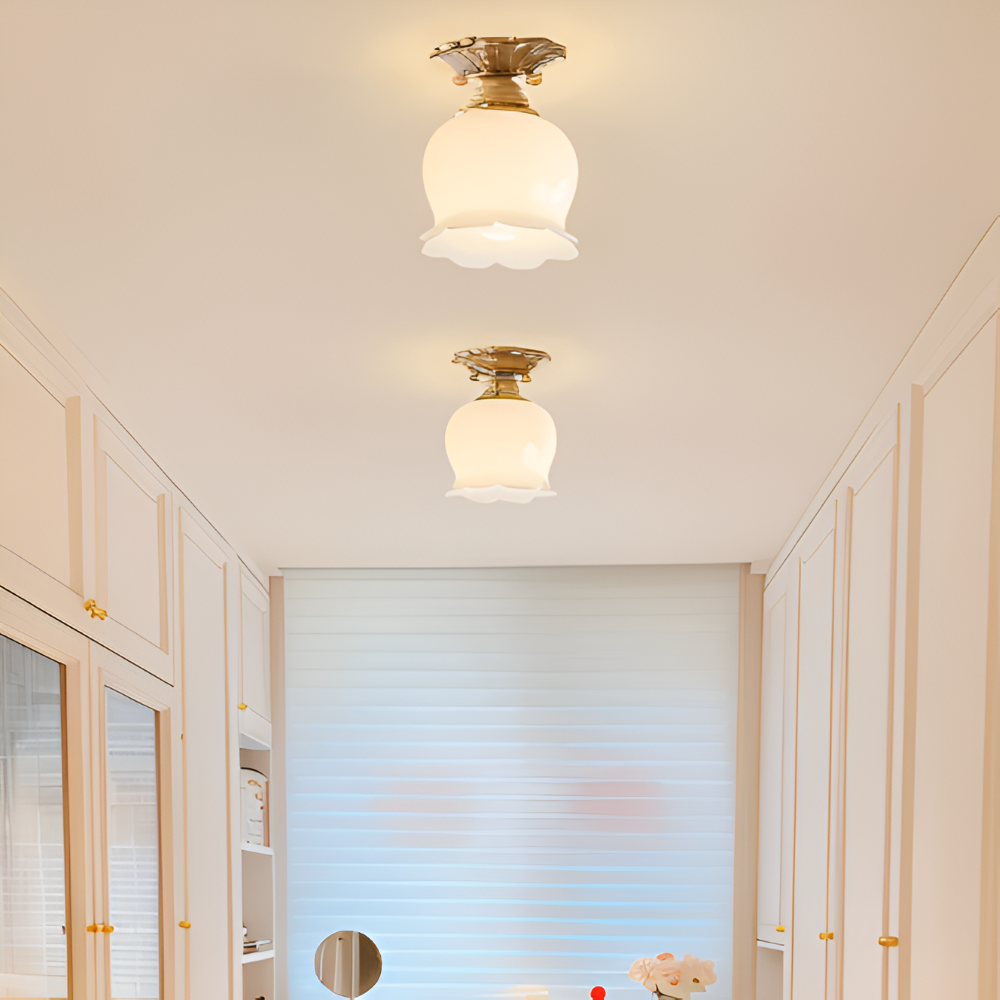 Blomsterformet vintage loftlampe med E27-fatning
