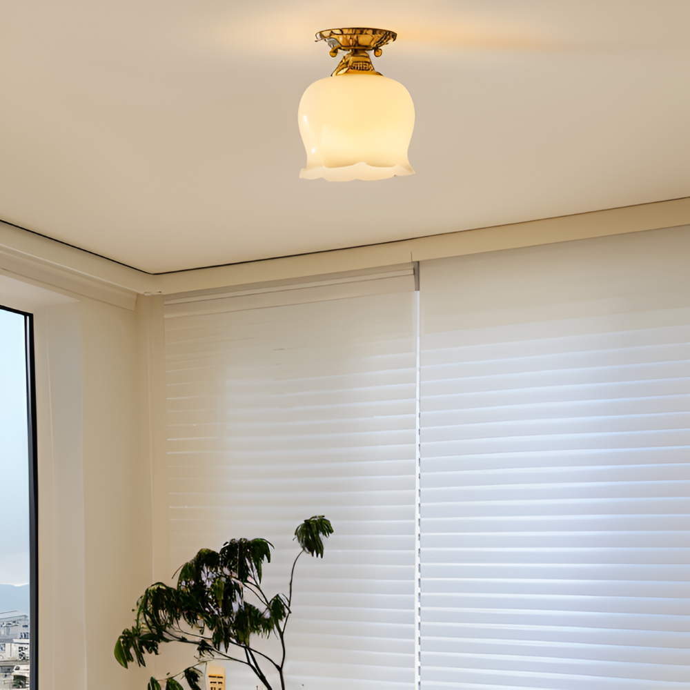 Blomsterformet vintage loftlampe med E27-fatning