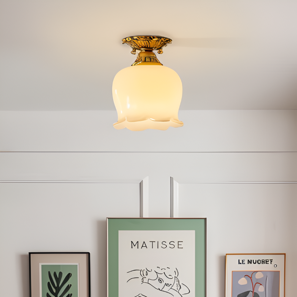 Blomsterformet vintage loftlampe med E27-fatning