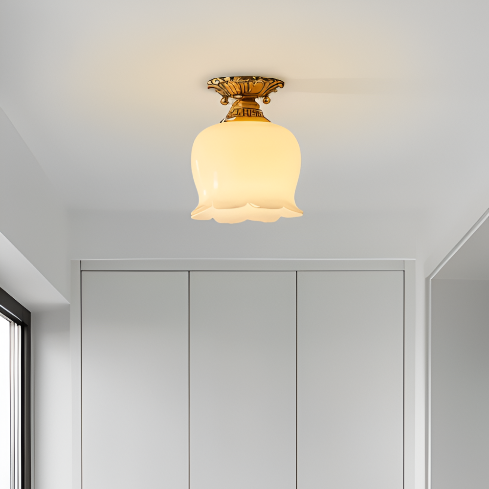 Blomsterformet vintage loftlampe med E27-fatning