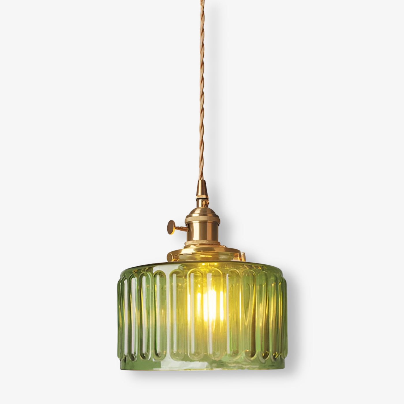 Verluna – Vintage Grøn Pendellampe i Cylindrisk Glasdesign