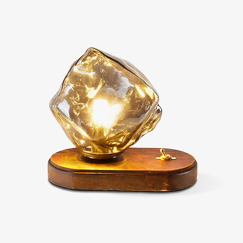 Glas bordlampe med iskrystal design – elegant varm belysning