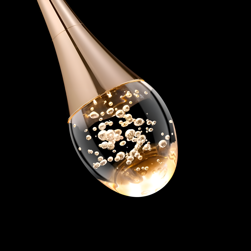 Pendellampe i glas sort & guld – krystal boble design lampe