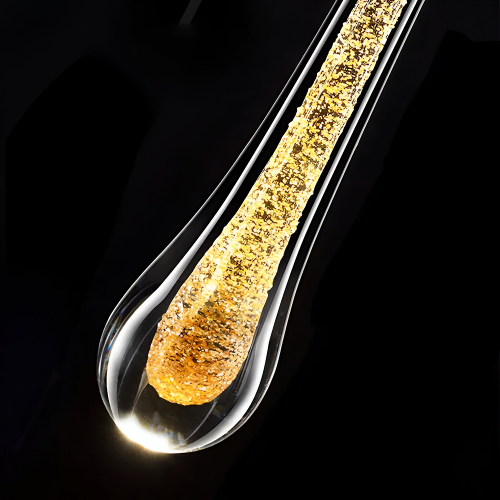 Pendellampe i glas sort & guld – krystal boble design lampe