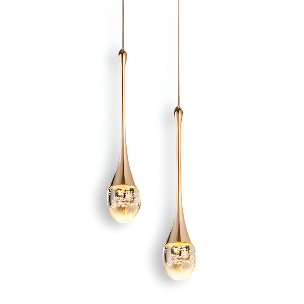 Pendellampe i glas sort & guld – krystal boble design lampe