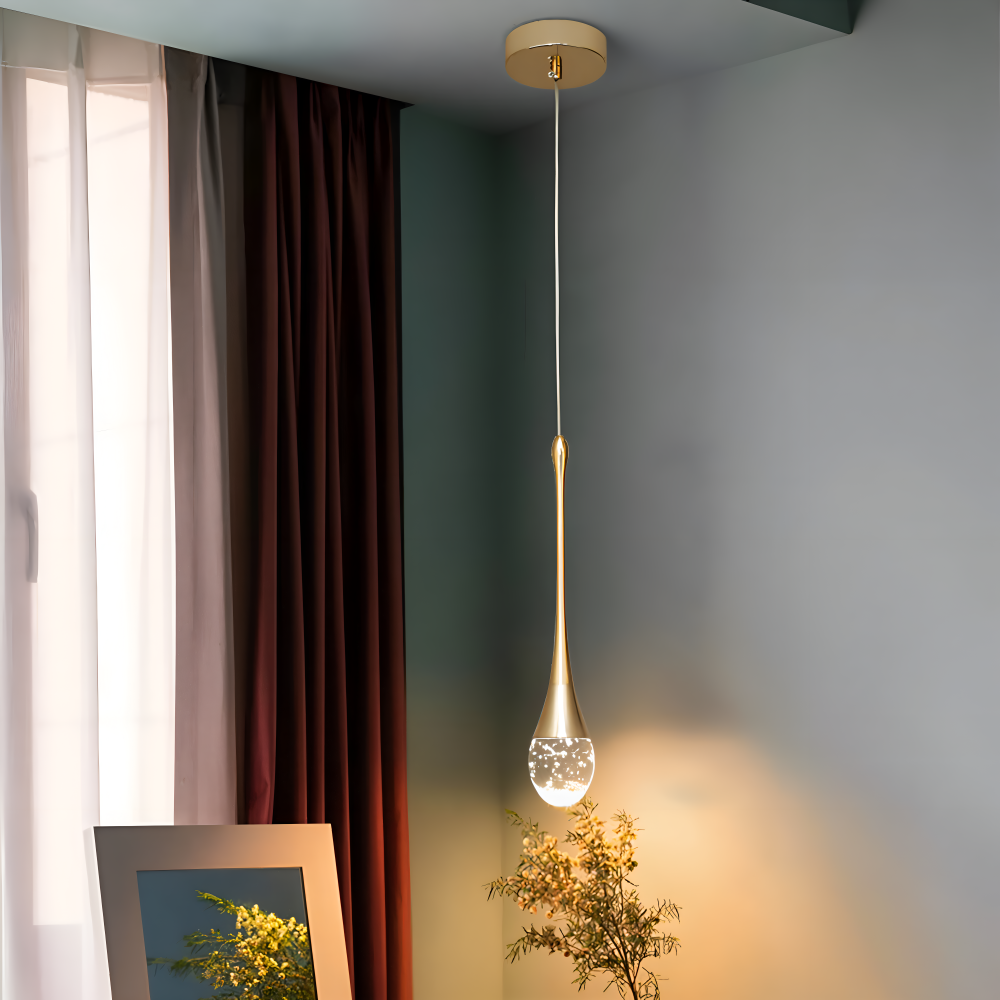 Pendellampe i glas sort & guld – krystal boble design lampe