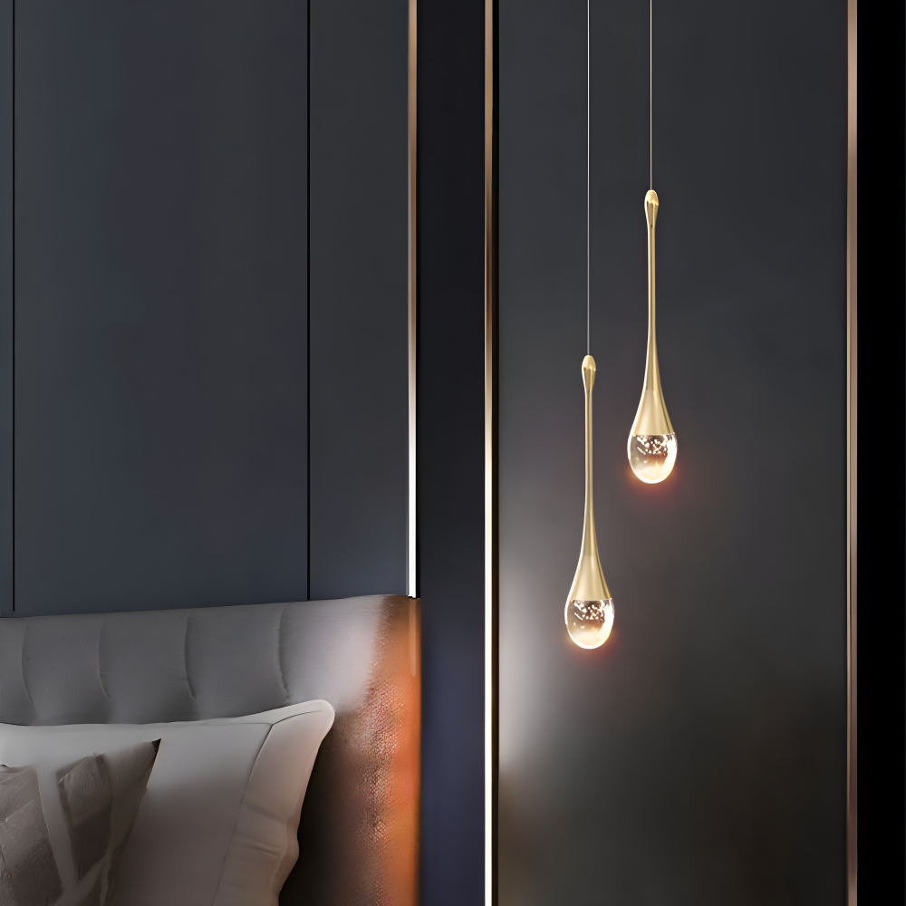 Pendellampe i glas sort & guld – krystal boble design lampe