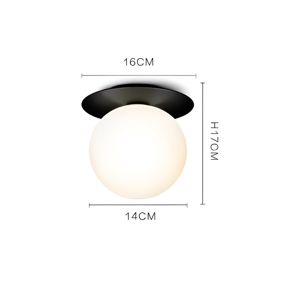 Elegant loftlampe med matteret eller klar glaskugle