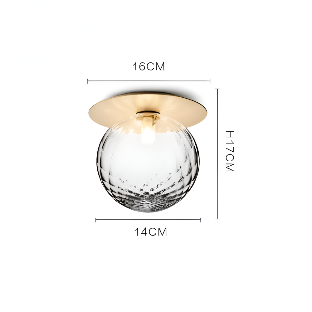 Elegant loftlampe med matteret eller klar glaskugle