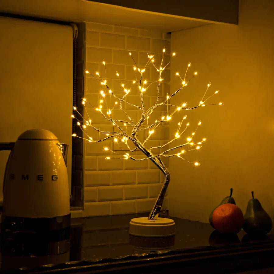 LED trælampe håndlavet – dekorativ lampe med 108 LED lys