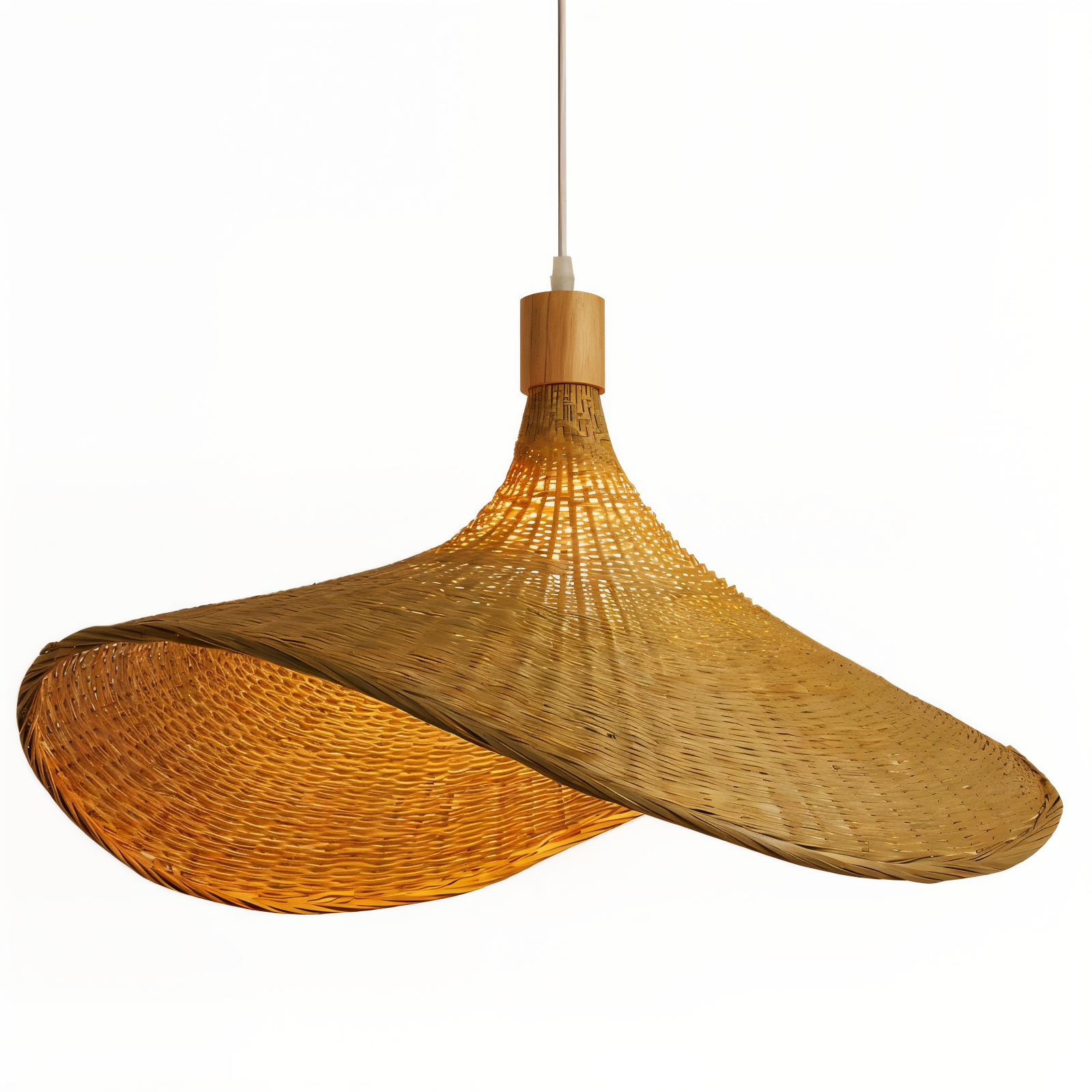 Pendellampe i bambus og rattan – håndlavet loftlampe i naturligt design